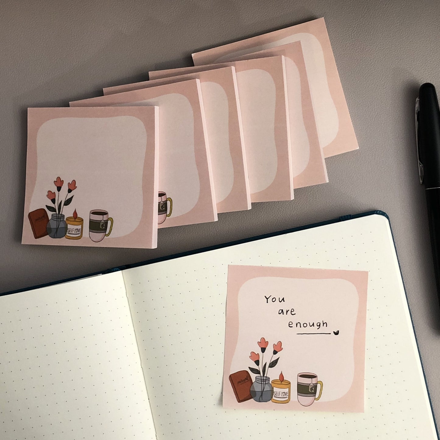 Cozy self love sticky notes