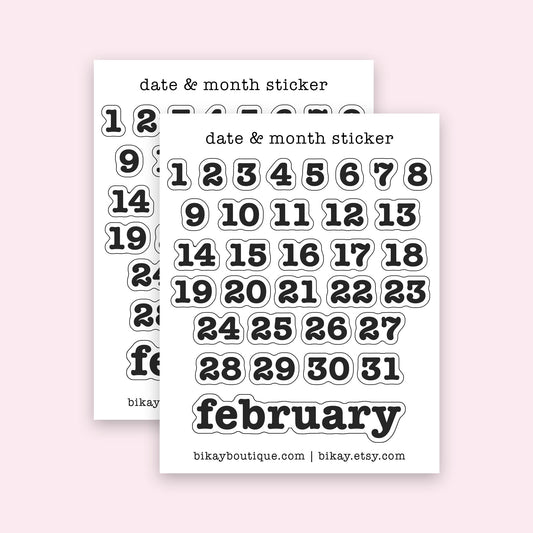 Month and Date Sticker Sheet