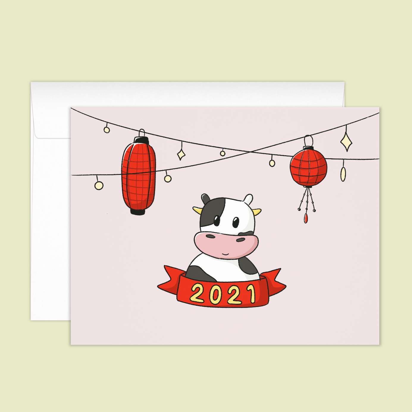 2021 Lunar new year Card, year of the ox (Single or Card Pack)