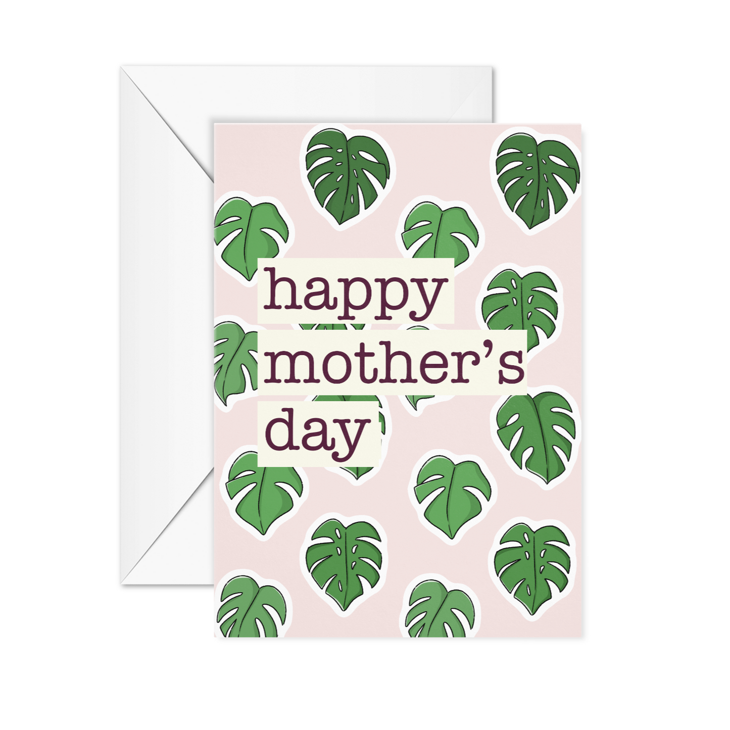 Monstera leaves mother's day card