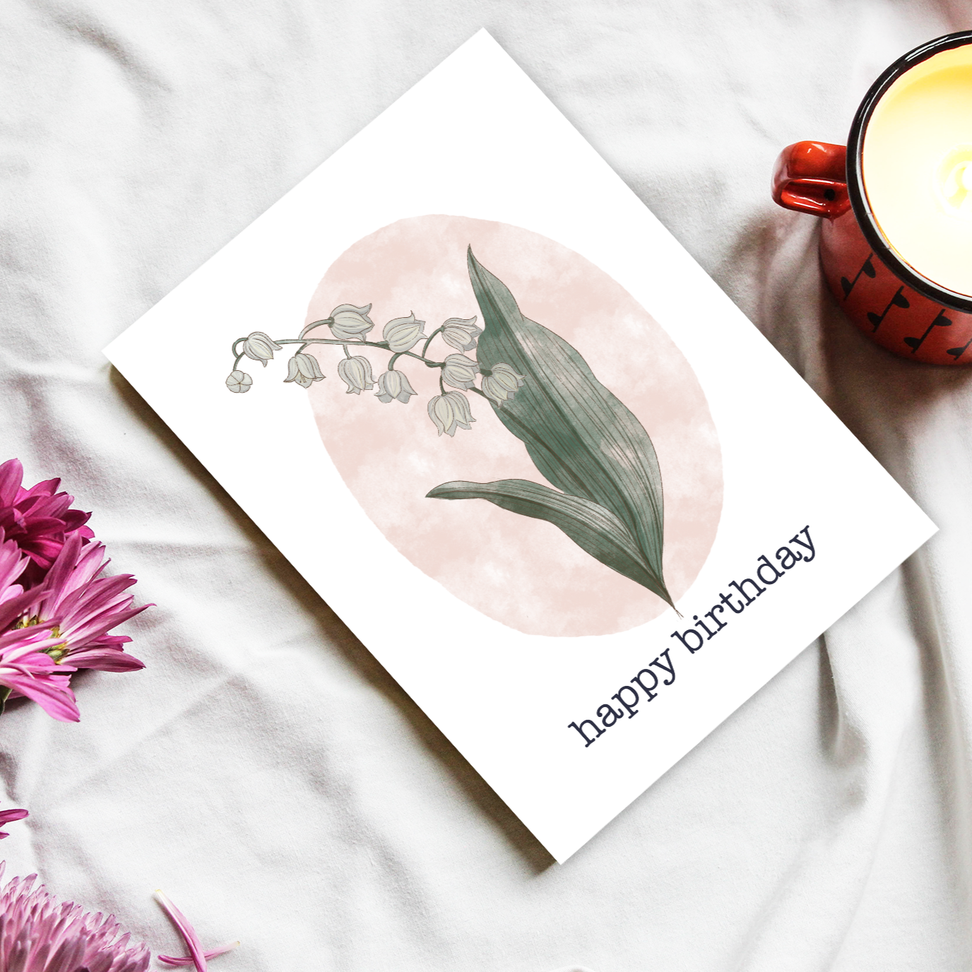 Lily of the valley May birth flower birthday card