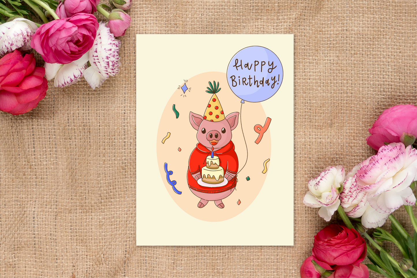 Piggy Happy Birthday card