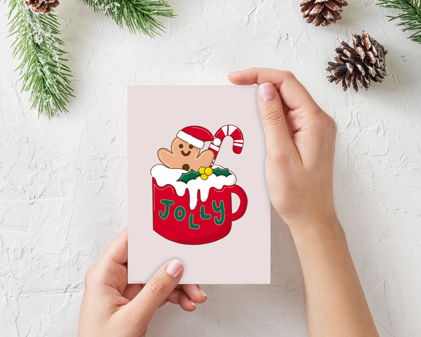 Retro Gingerbread man and cancdy cane Christmas Card (Single or Card Pack)