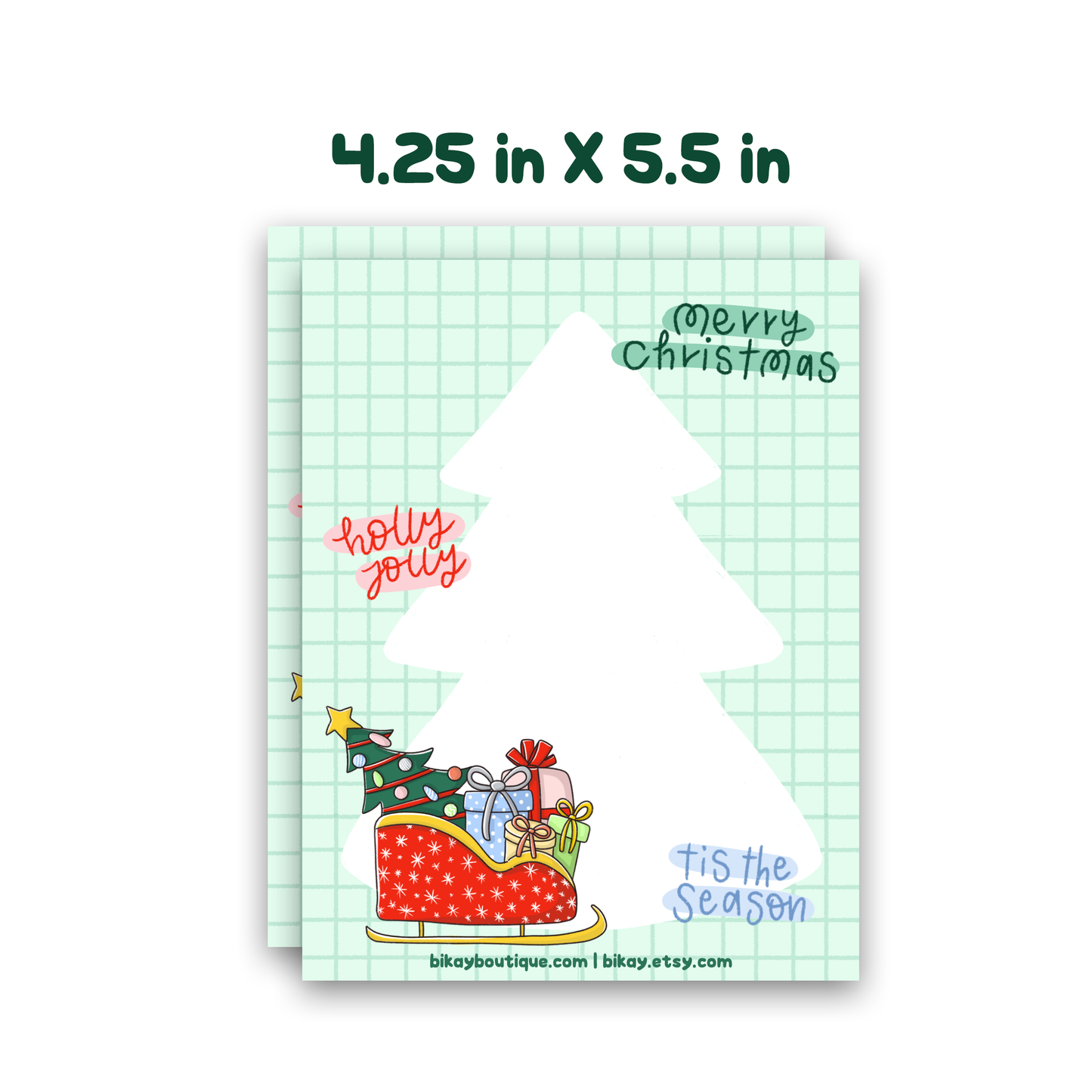 Santa's Sleigh Notepad A2 4.25"x5.5"