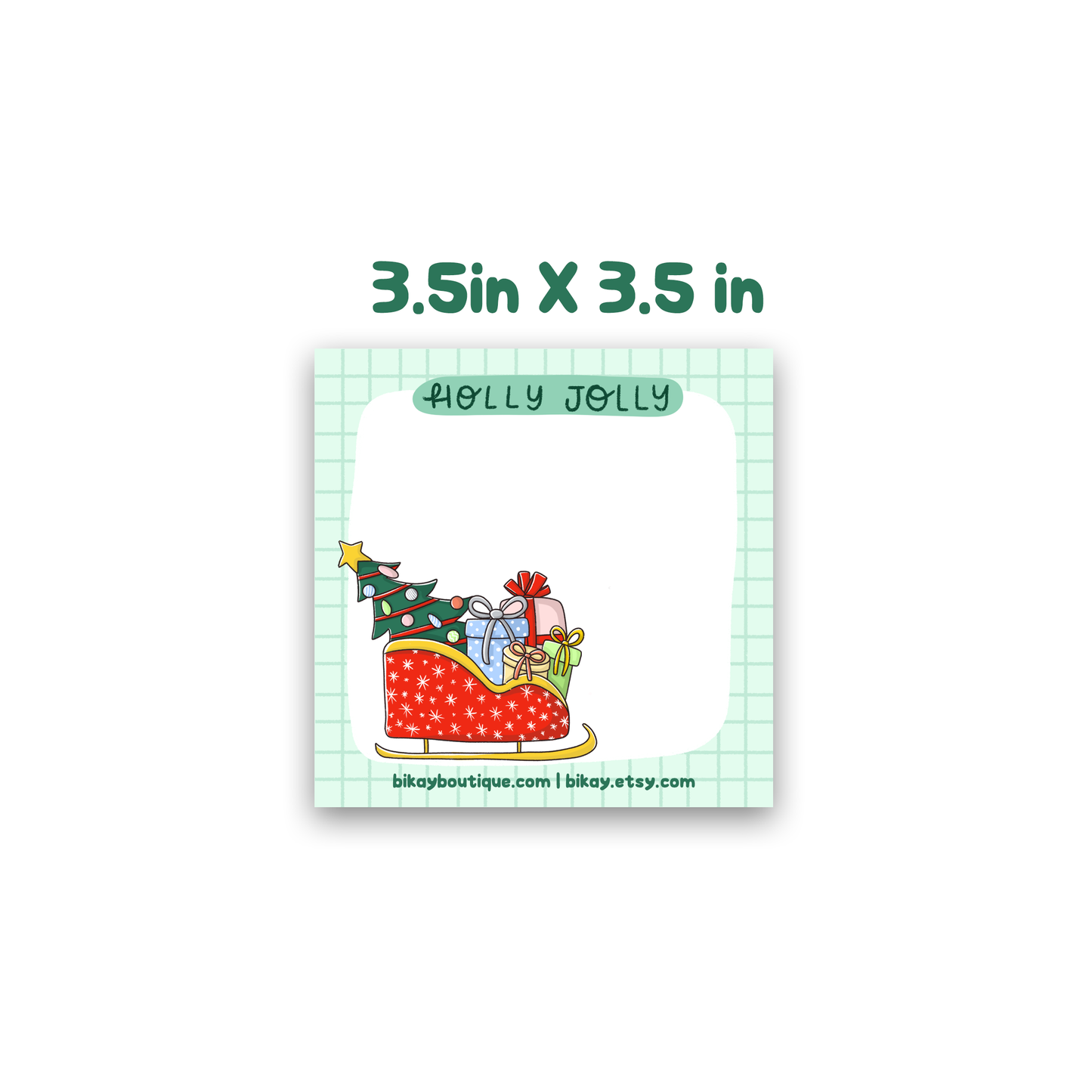 Santa's Sleigh Note Pad 3.5"x3.5"