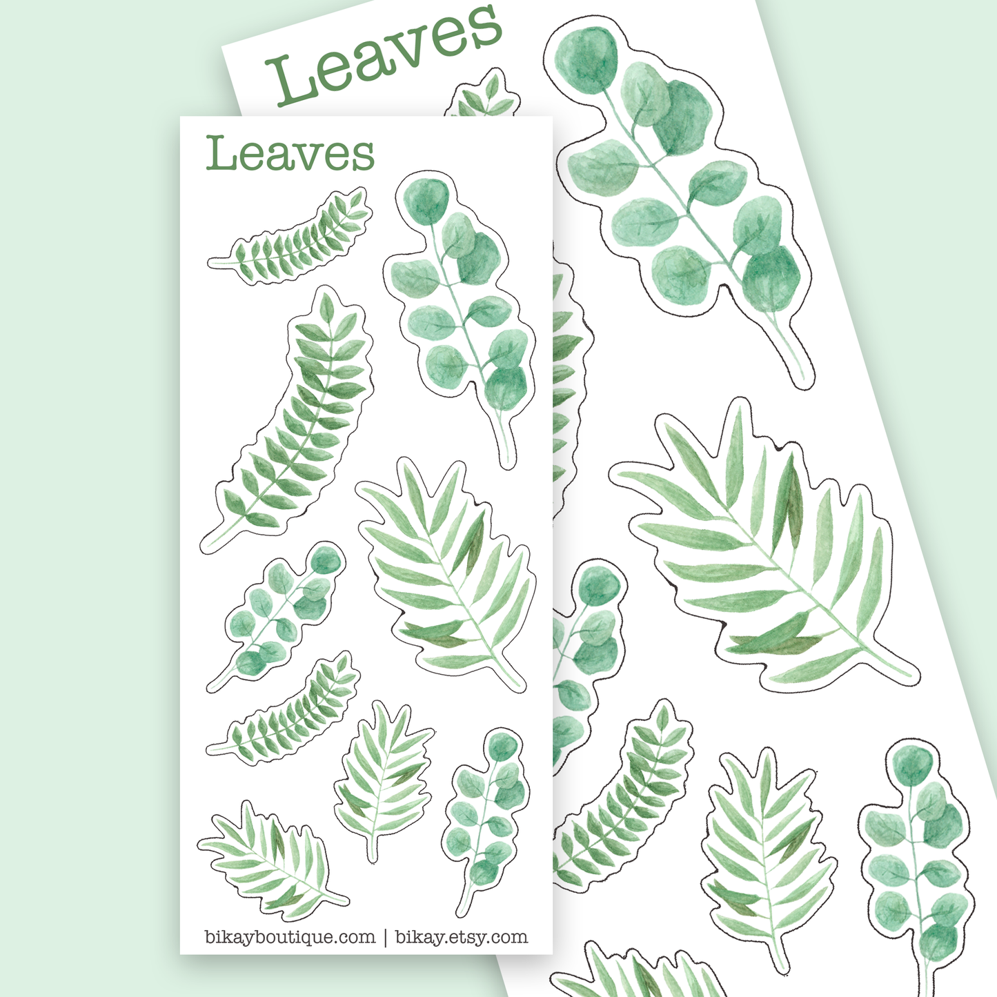 Watercolor leaves stickers