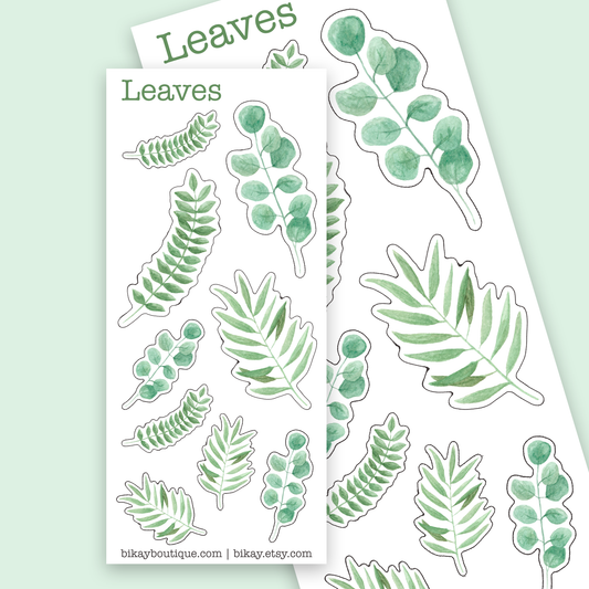 Watercolor leaves stickers