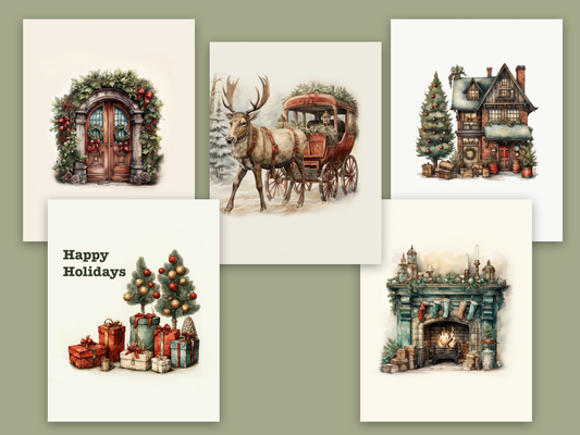 Whimsical Christmas boxed cards pack