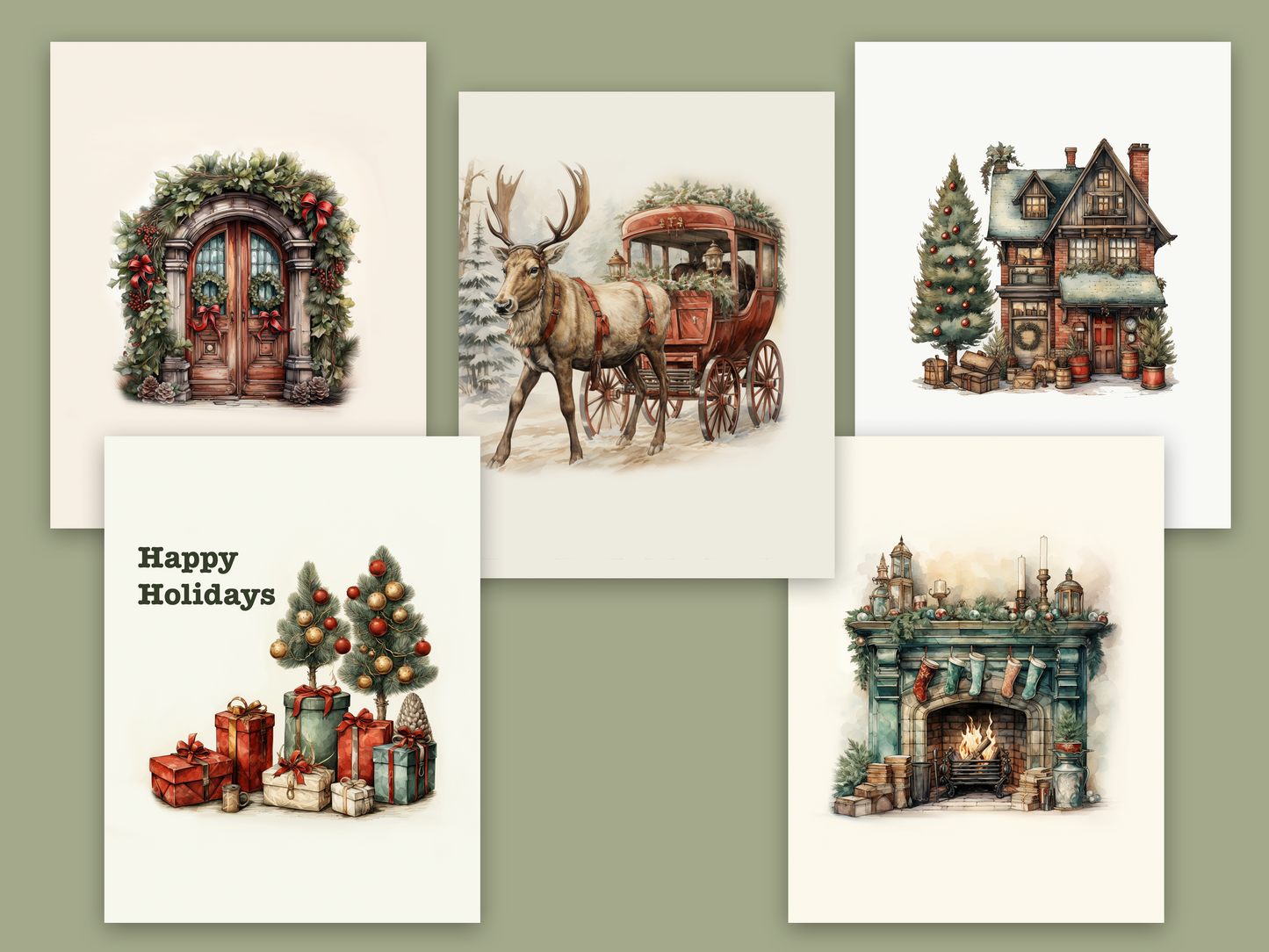 Whimsical Christmas boxed cards pack