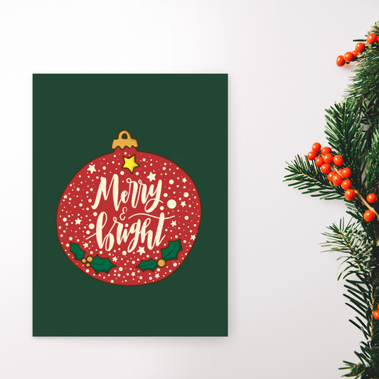 Merry and Bright Christmas Card (Single or Card Pack)
