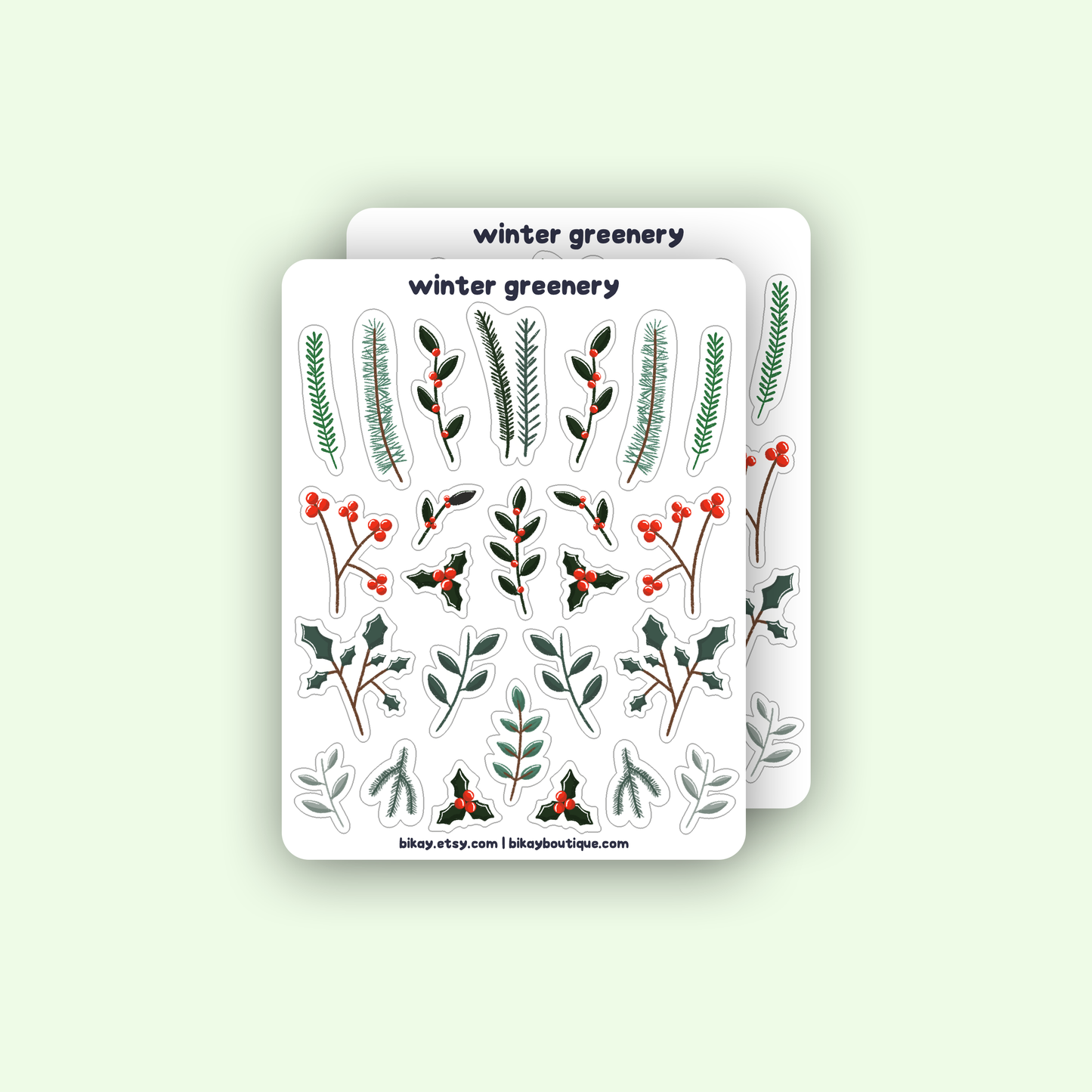 Winter Greenery Holiday Sticher Sheet