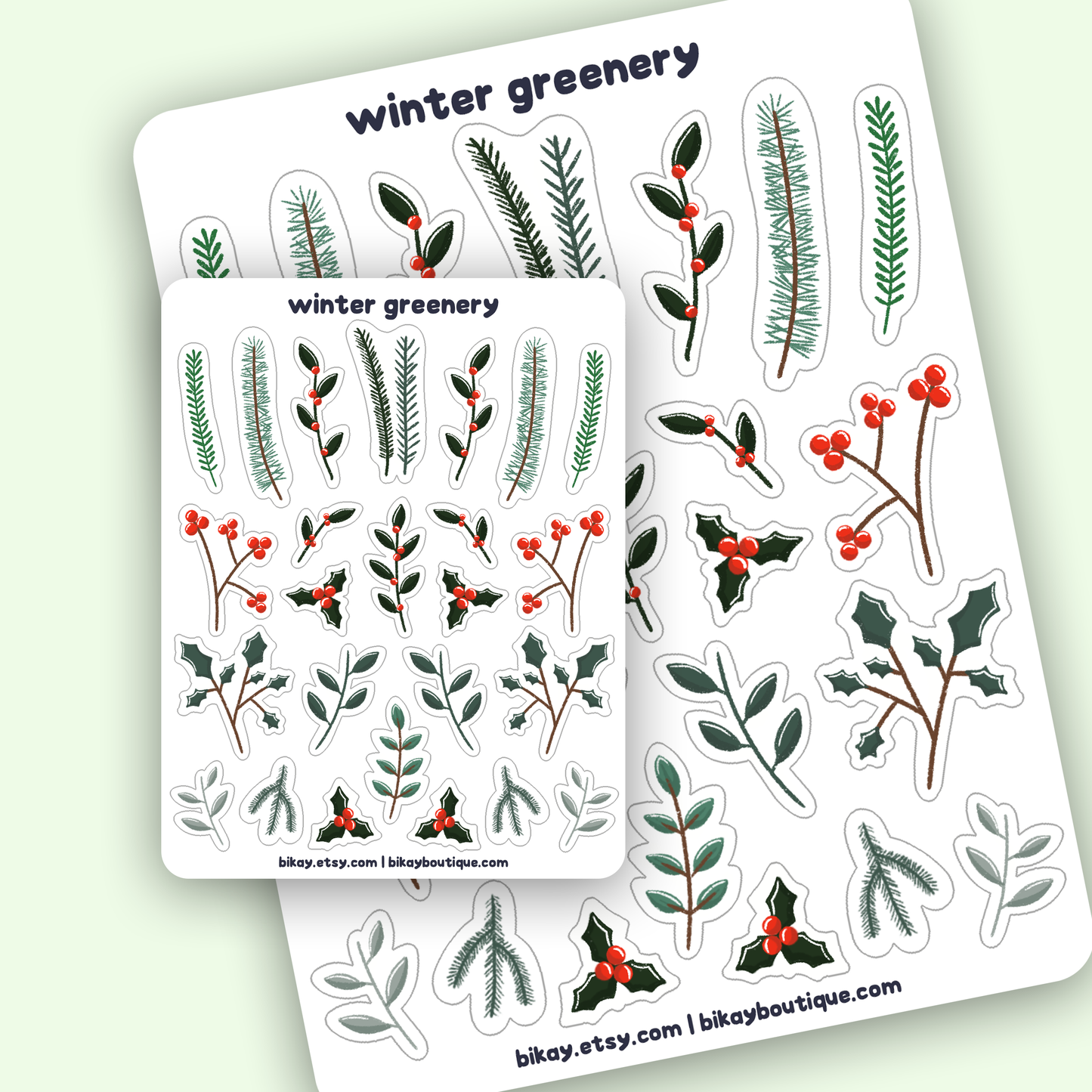 Winter Greenery Holiday Sticher Sheet