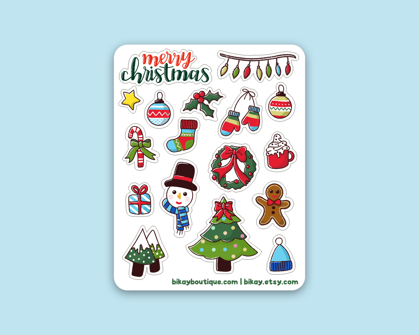 Retro Merry christmas Sticker Sheet
