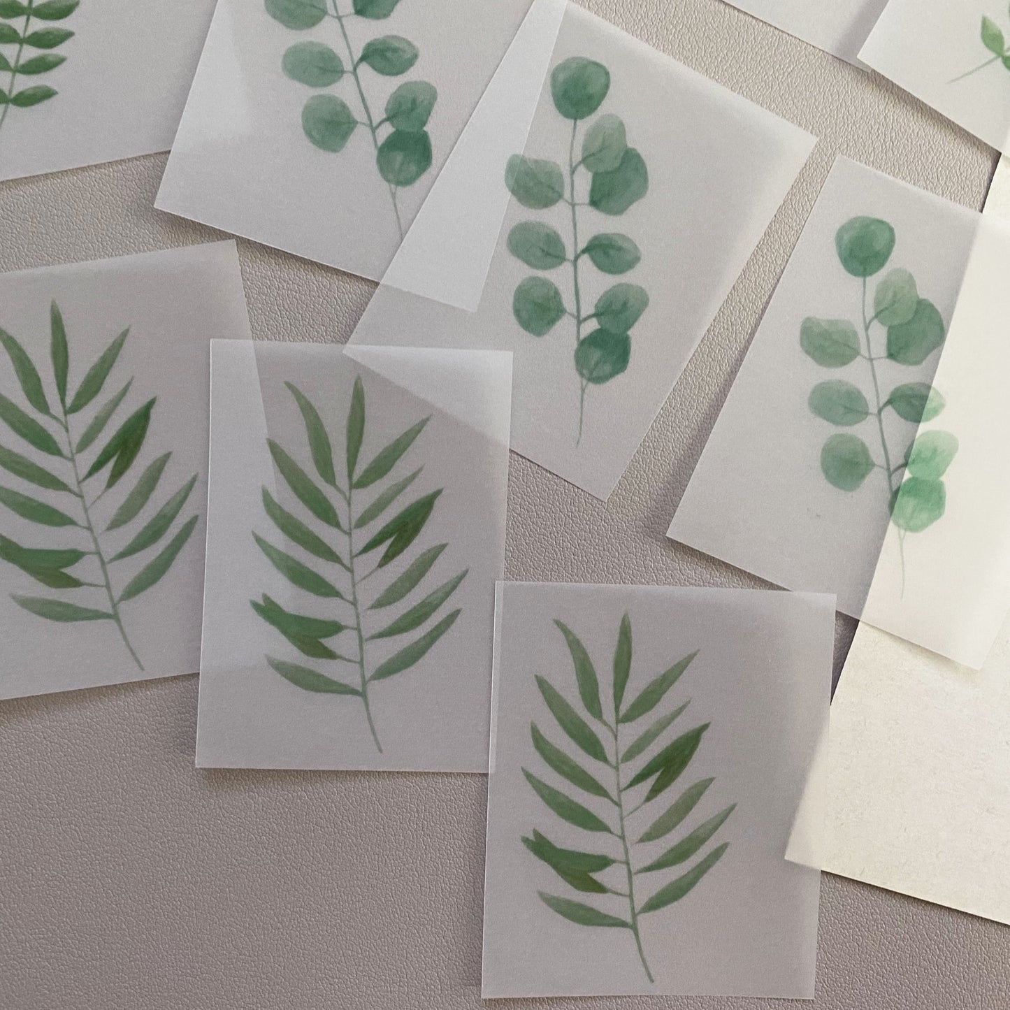 Watercolor leaves vellum paper pack