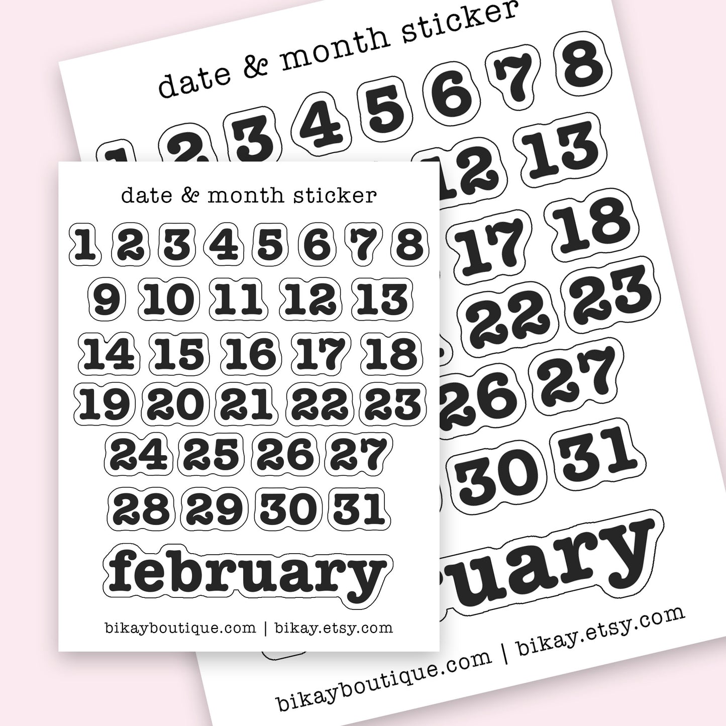 Month and Date Sticker Sheet