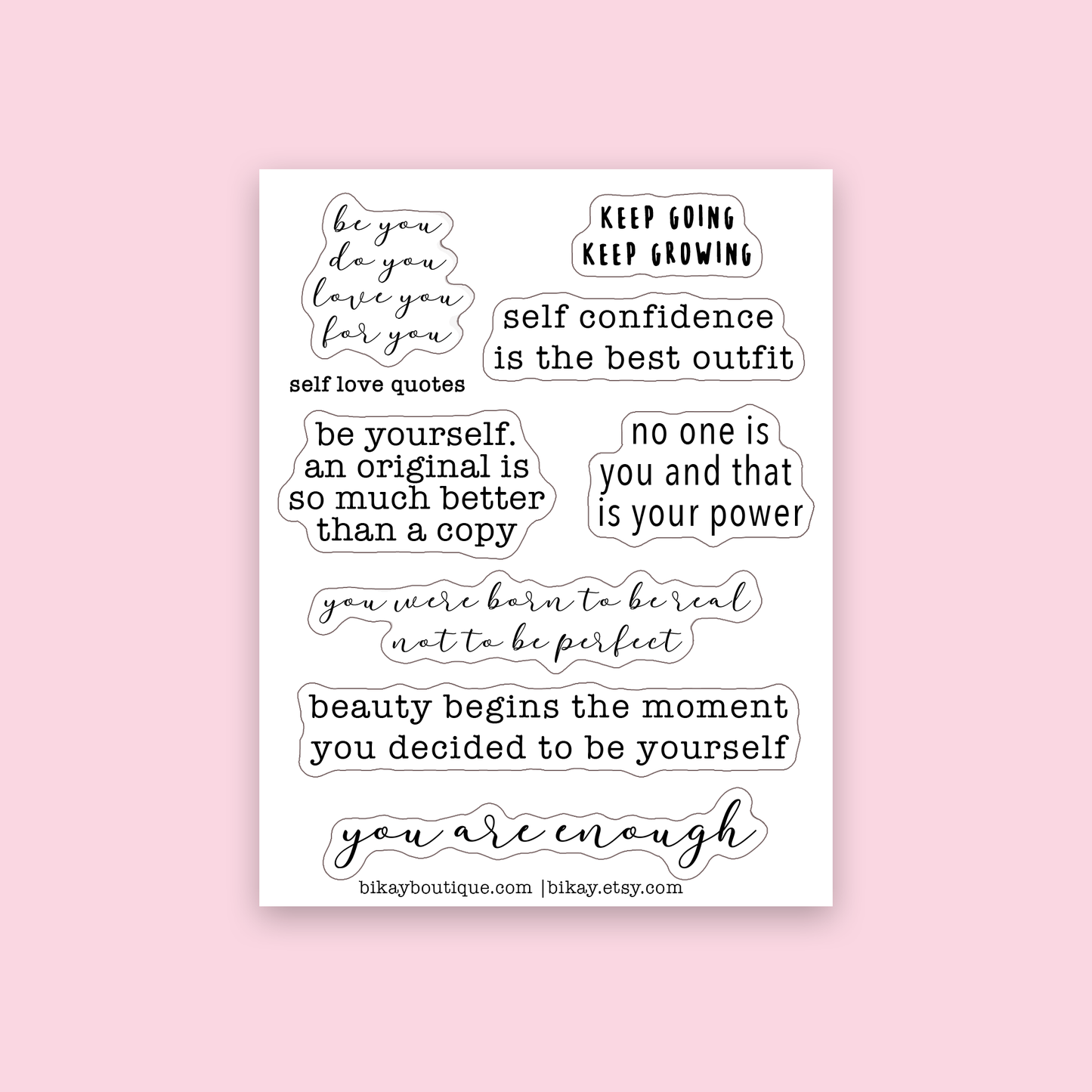 Self love motivational quote stickers