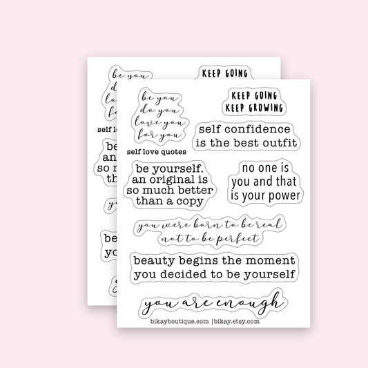 Self love motivational quote stickers