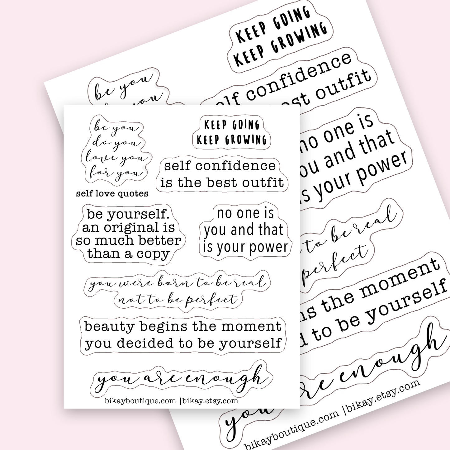 Self love motivational quote stickers