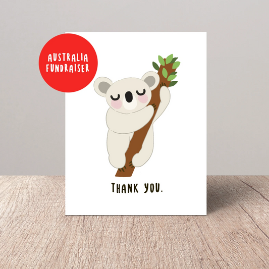 Austrailian Wildlife Rescue Donation Fundraiser Koala illustration thank you card