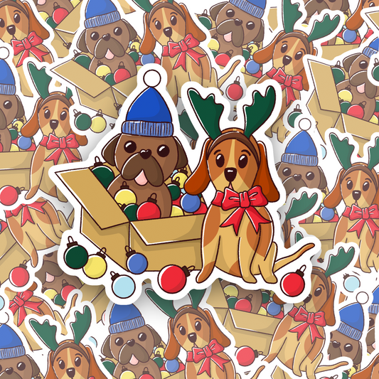 Christmas Dog Vinyl Sticker