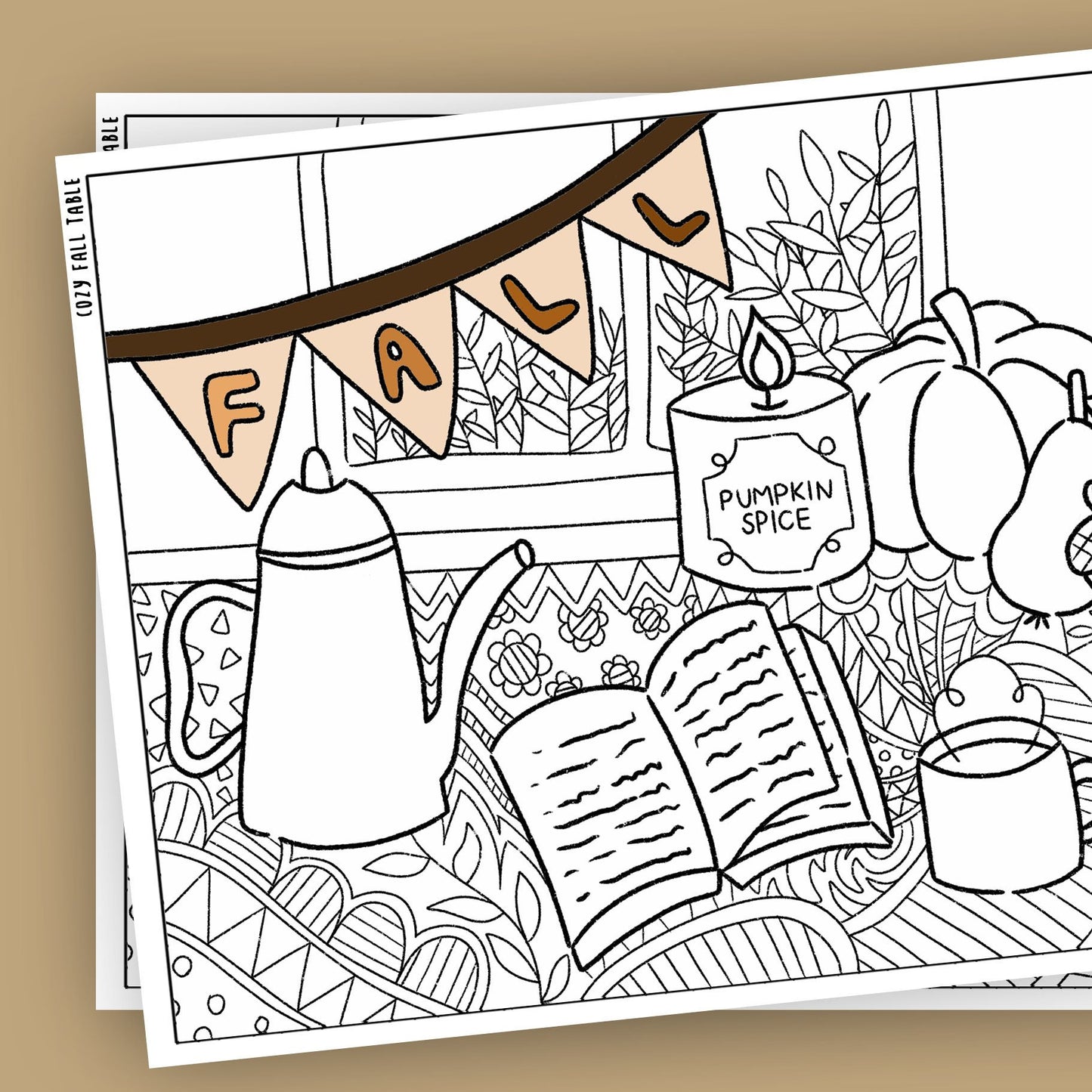 Cozy fall table Coloring Pages