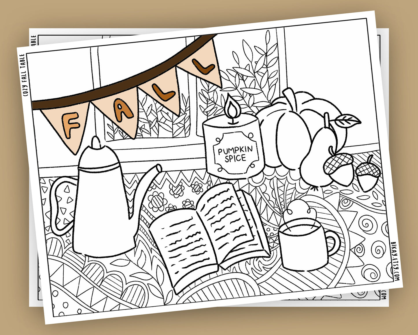 Cozy fall table Coloring Pages