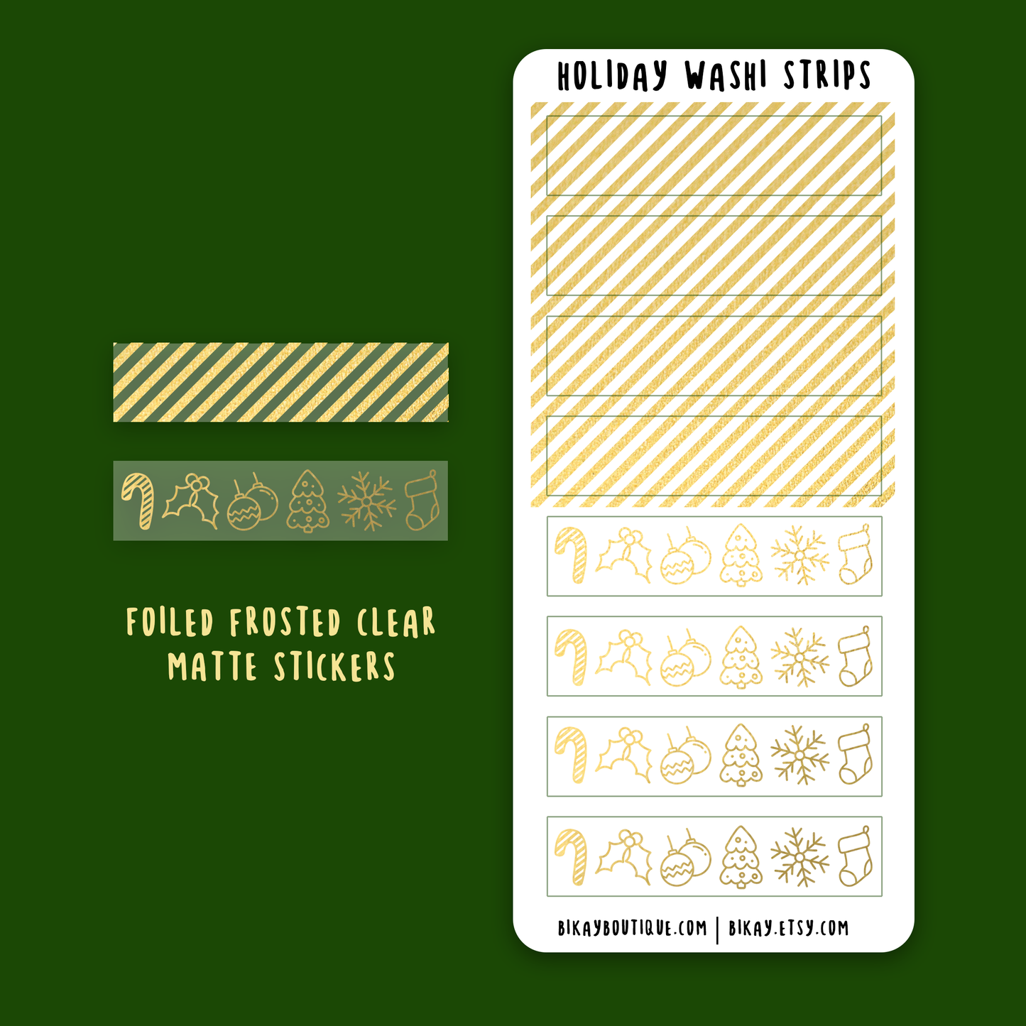 Foiled Holiday washi strips sticker sheet