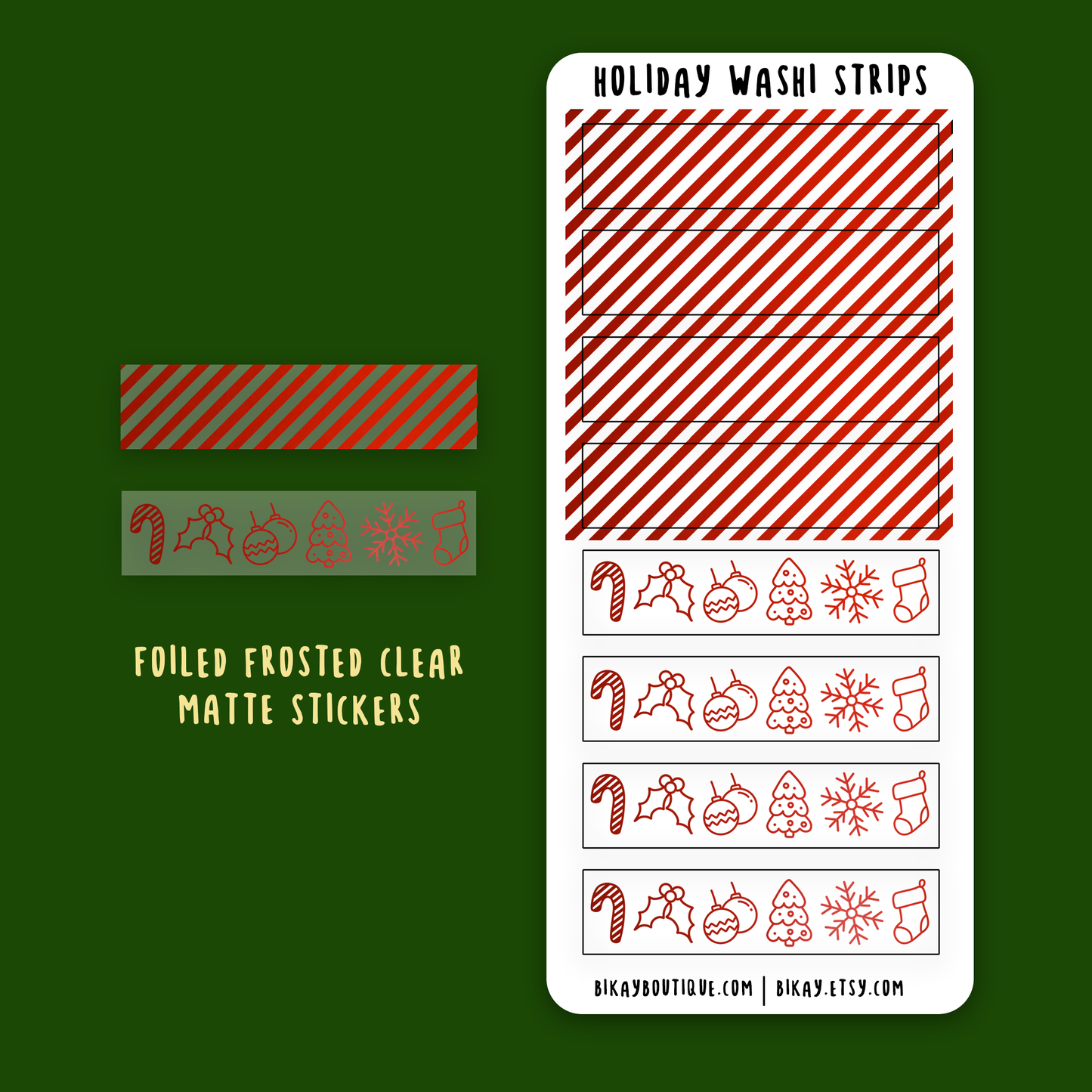 Foiled Holiday washi strips sticker sheet