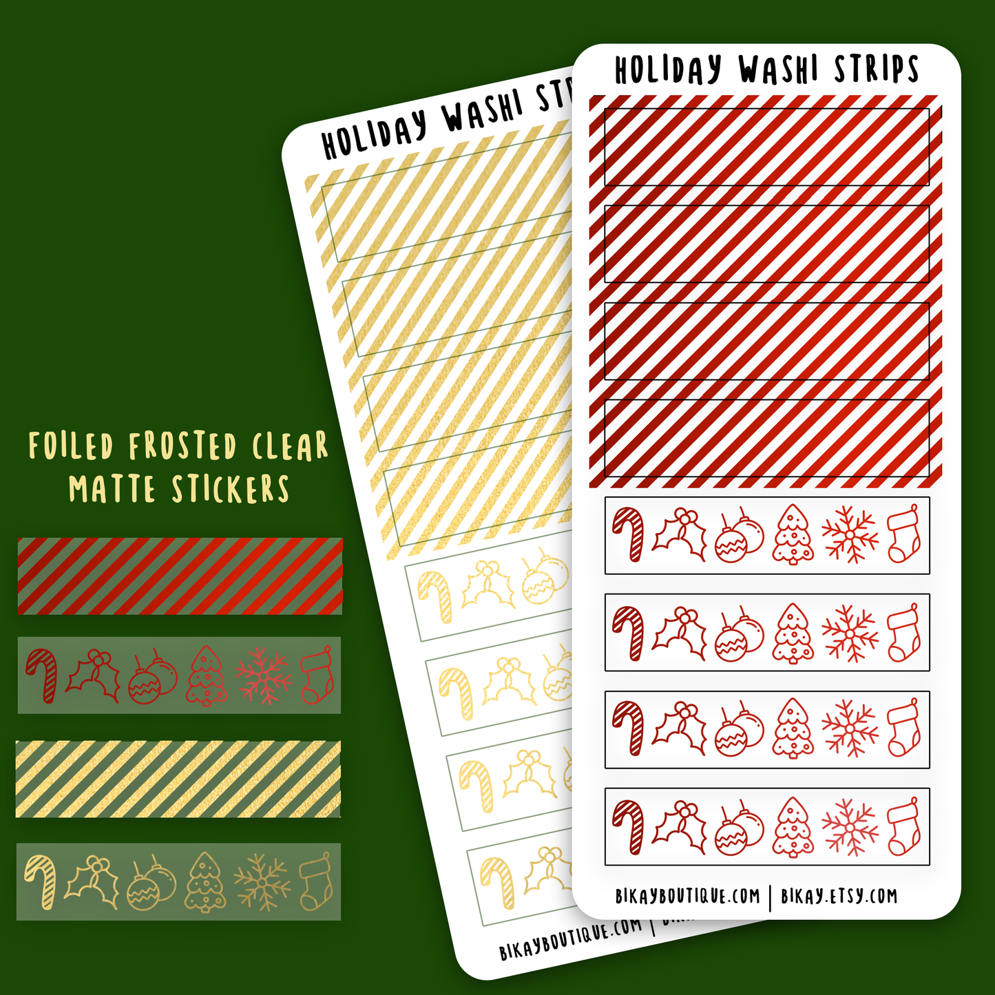 Foiled Holiday washi strips sticker sheet