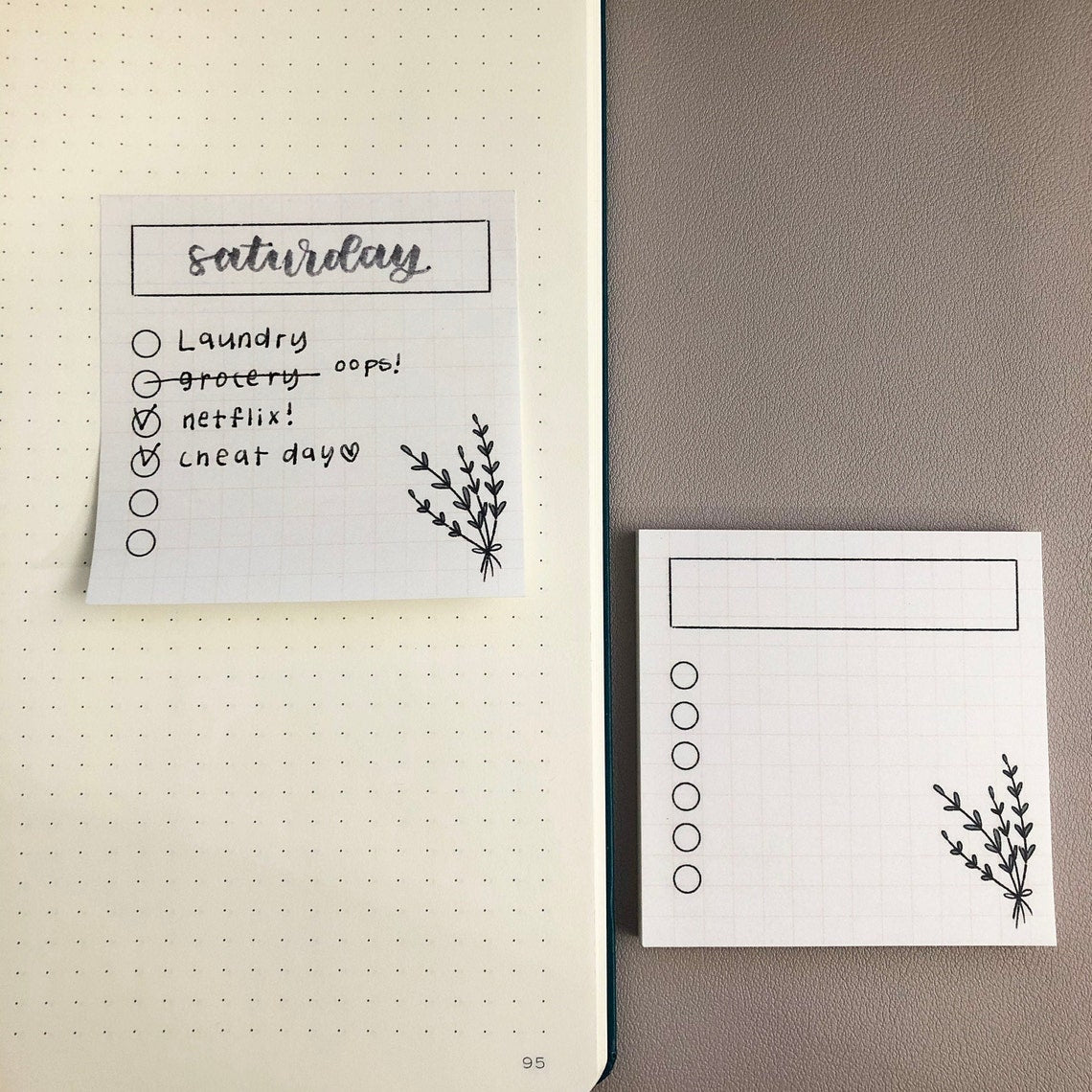 Botanical to do list sticky notes