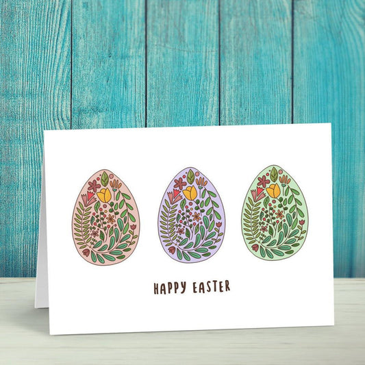 Happy easter eggs card (Single or Card Pack)