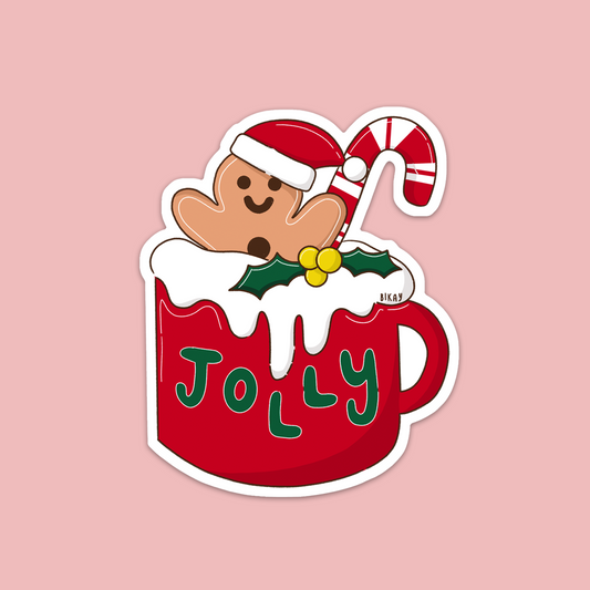 Gingerbread Man and Candy Cane Vinyl Sticker