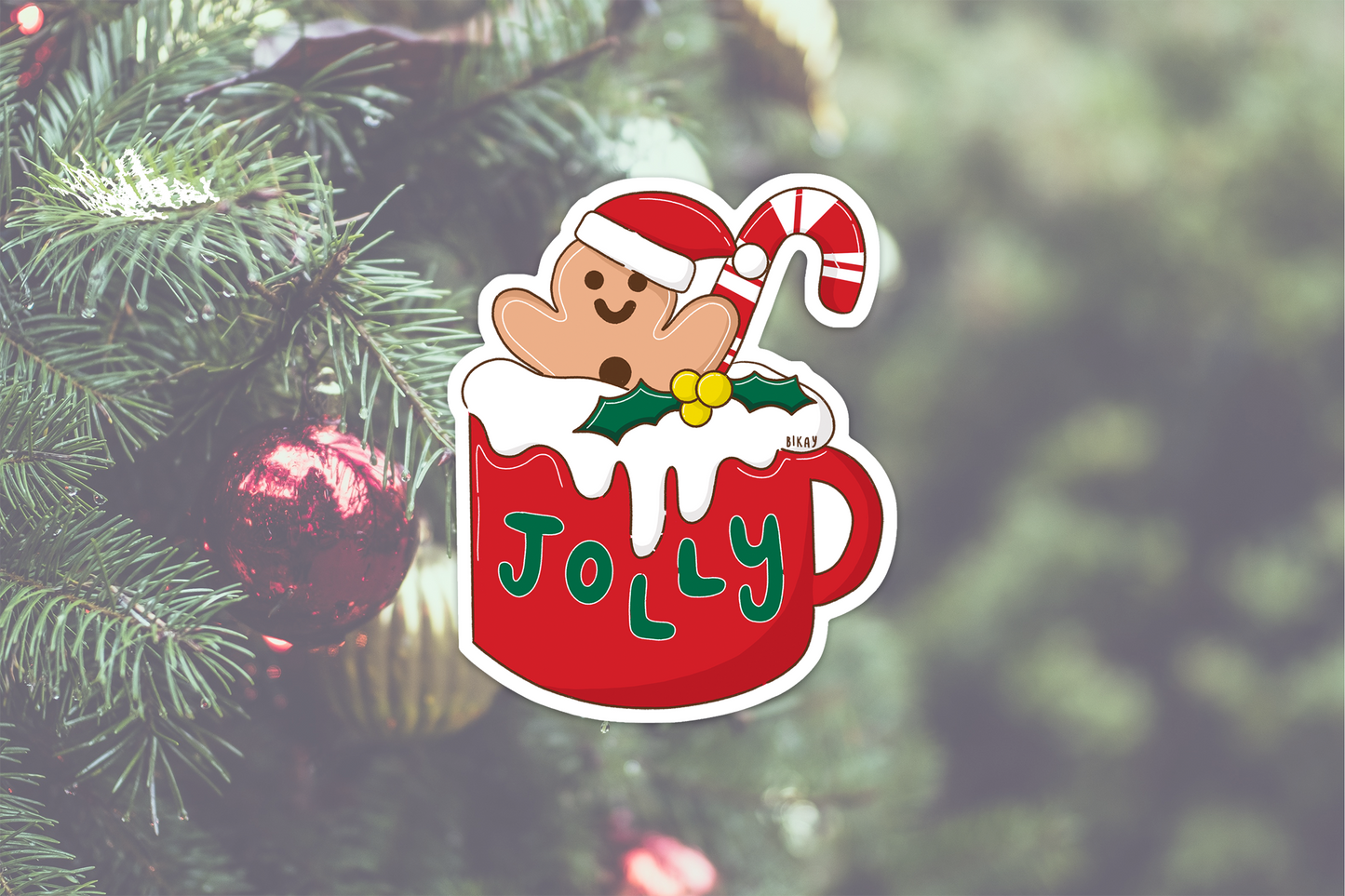Gingerbread Man and Candy Cane Vinyl Sticker