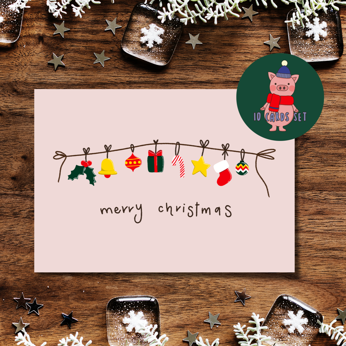 Merry Christmas Boxed Card (Single or Card Pack)