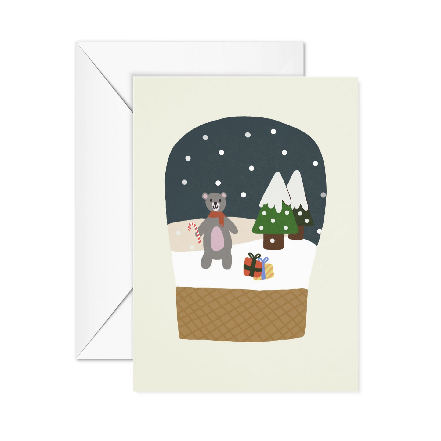 bear snow globe christmas card