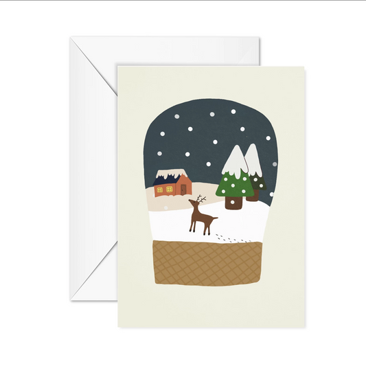 Snow Globe Reindeer Christmas Card