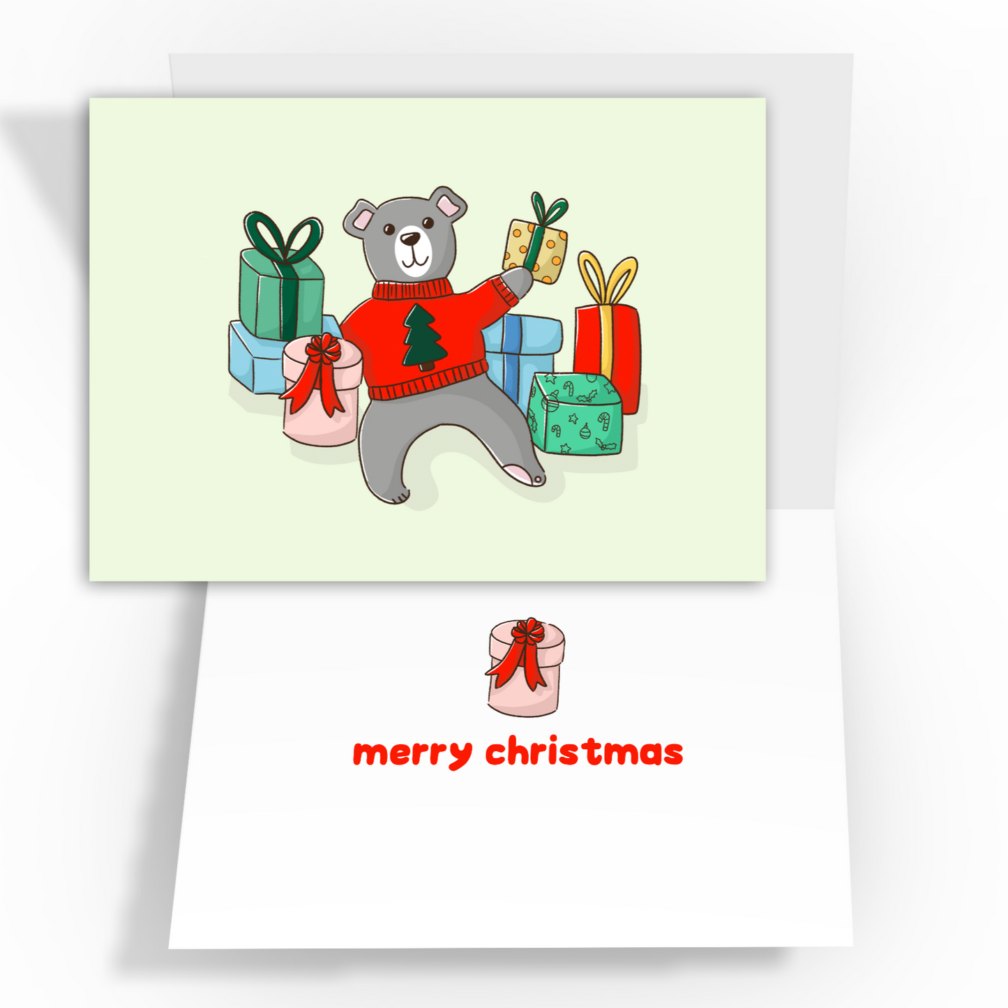 Bear with gifts chirstmas card