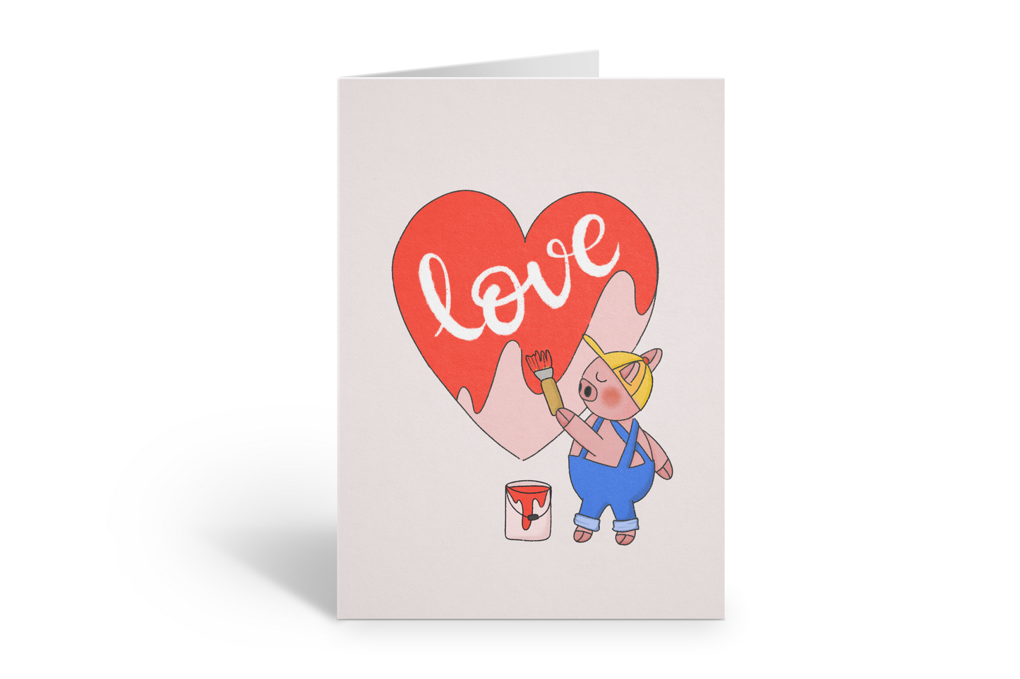 Piggy the painter anniversary card, I love you card