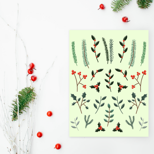 Winter Greenery Christmas Greeting Card (Single or Card Pack)