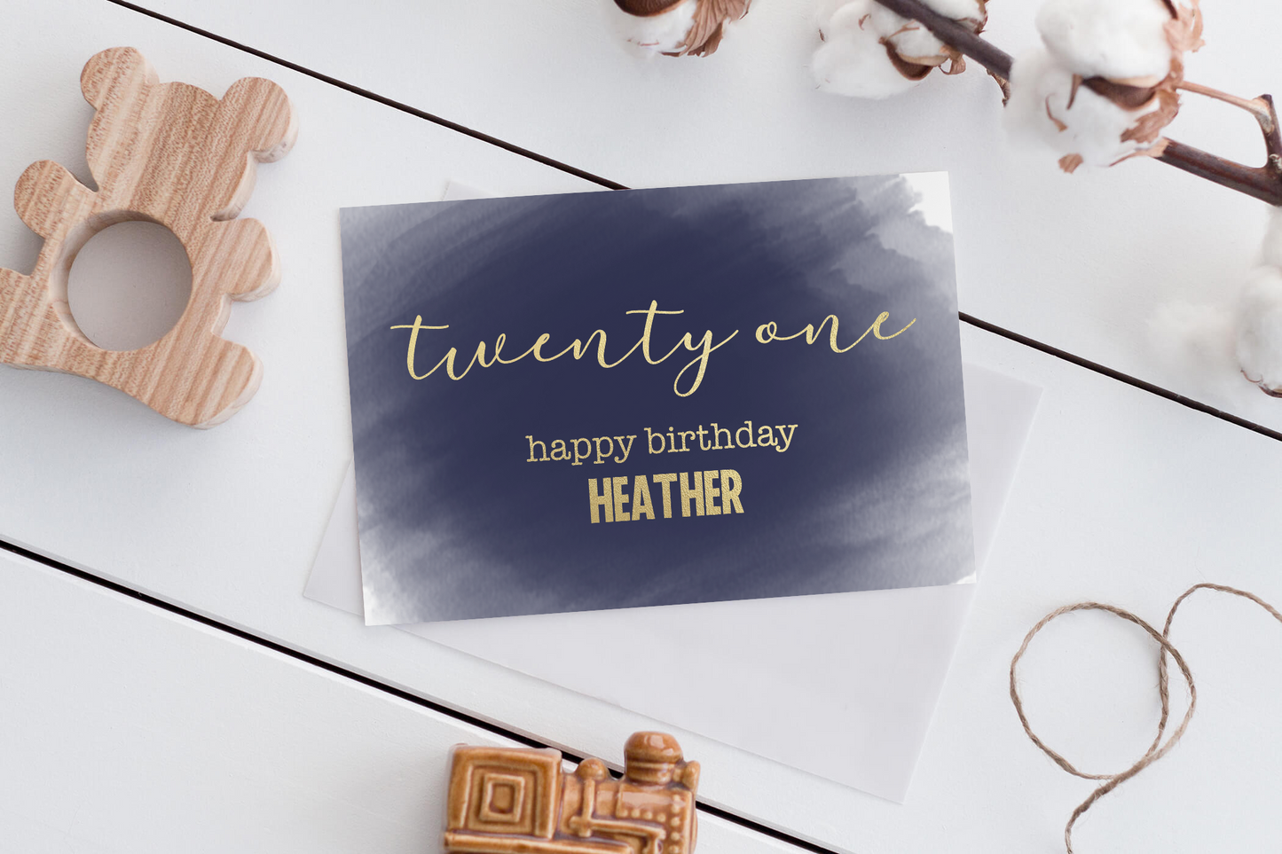 Foiled Happy 21th Birthday Card