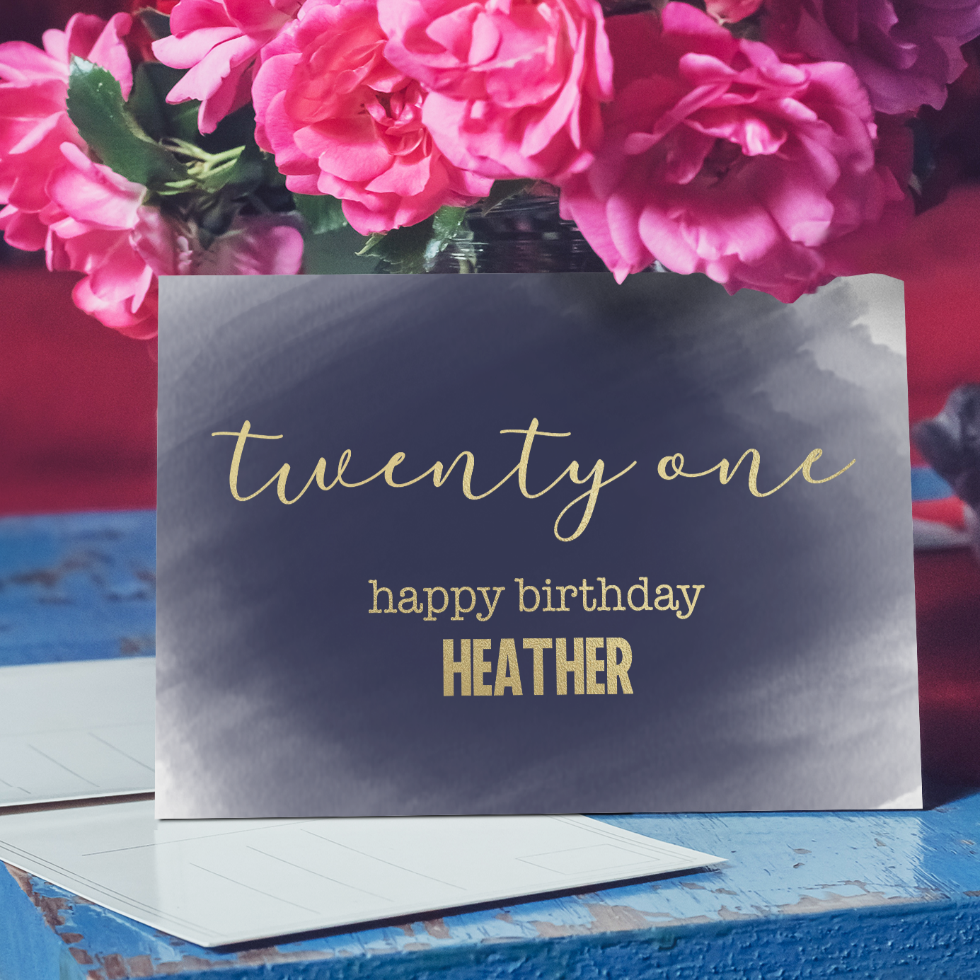 Foiled Happy 21th Birthday Card