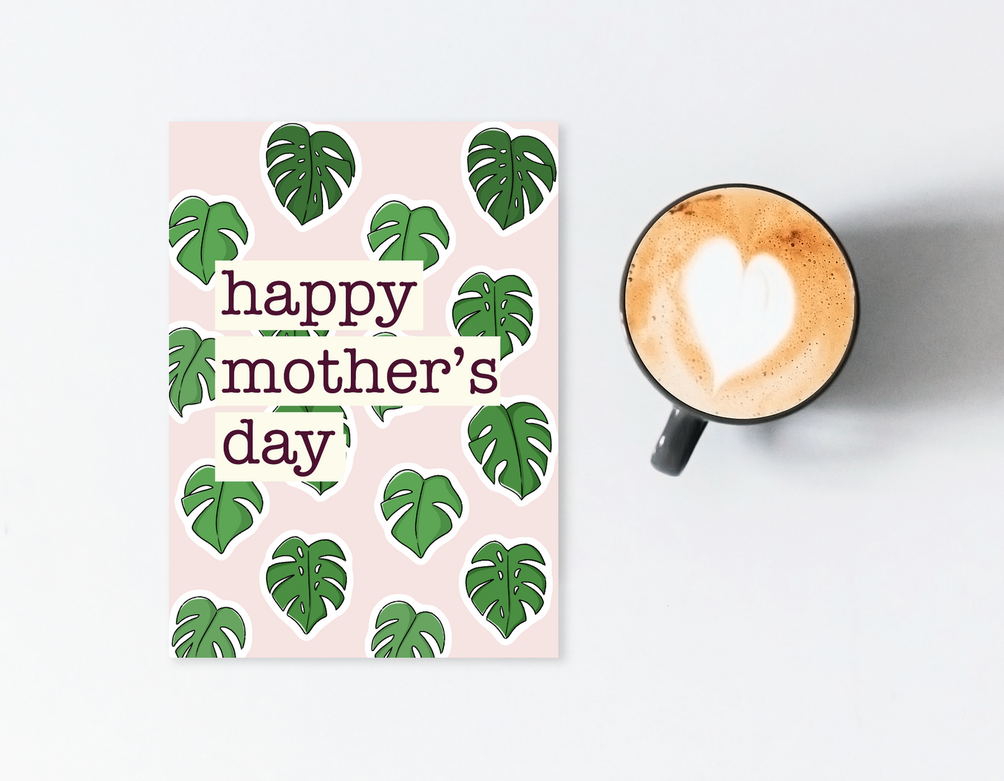 Monstera leaves mother's day card