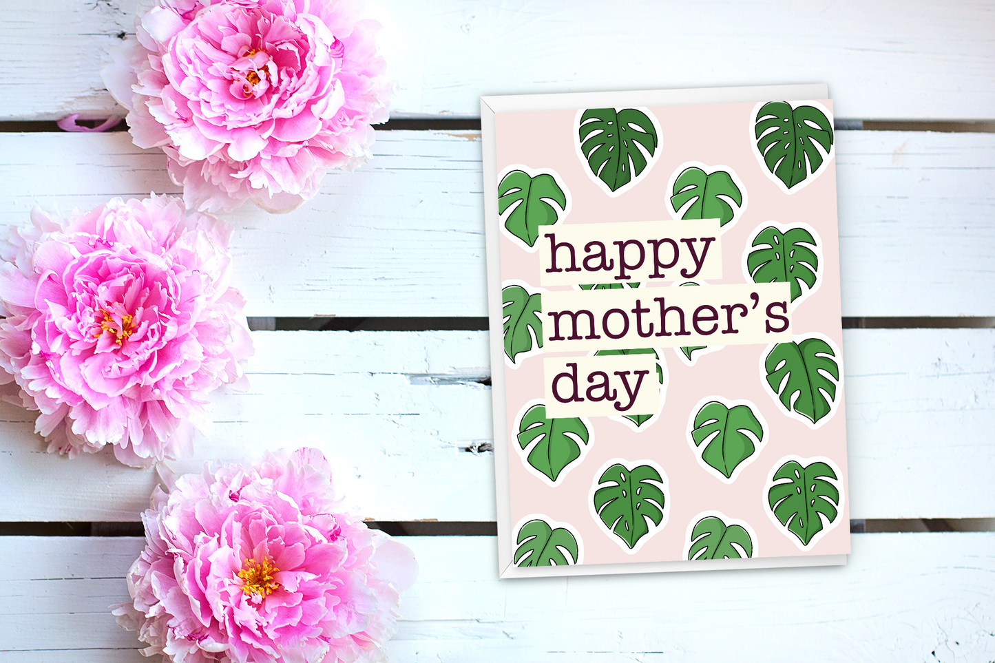 Monstera leaves mother's day card