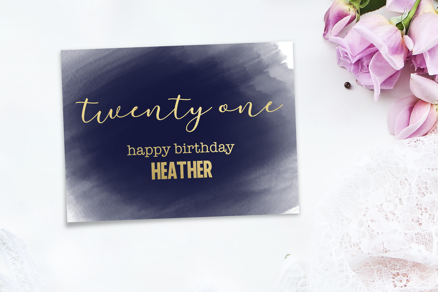 Foiled Happy 21th Birthday Card