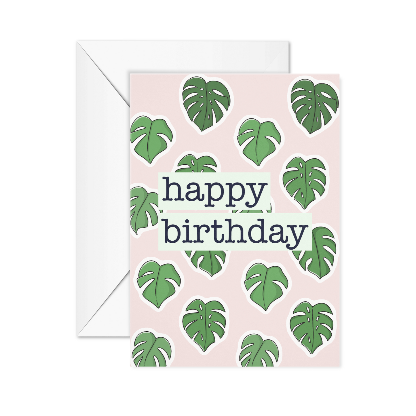 Monstera leaves happy birthday card