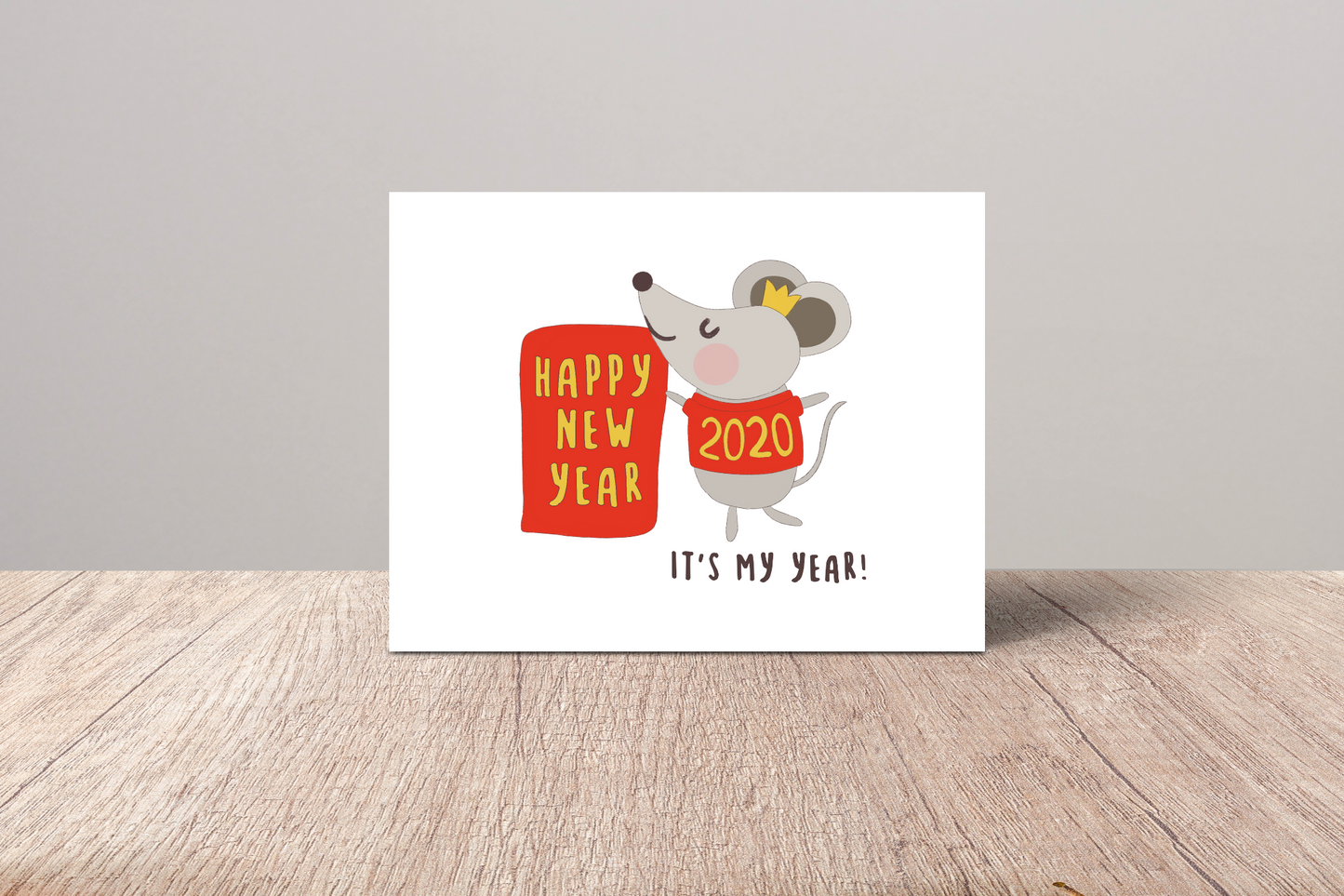 Chinese new year card, Lunar new year card, Happy new year card, Year of the Rat