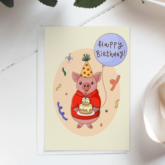 Piggy Happy Birthday card
