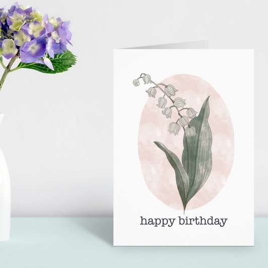 Lily of the valley May birth flower birthday card