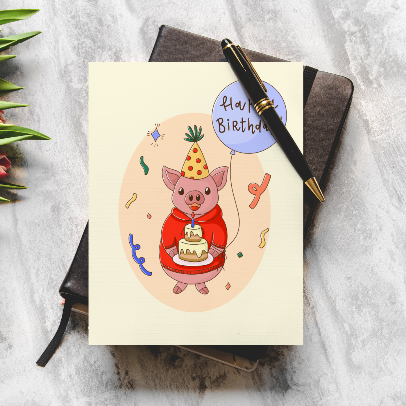 Piggy Happy Birthday card