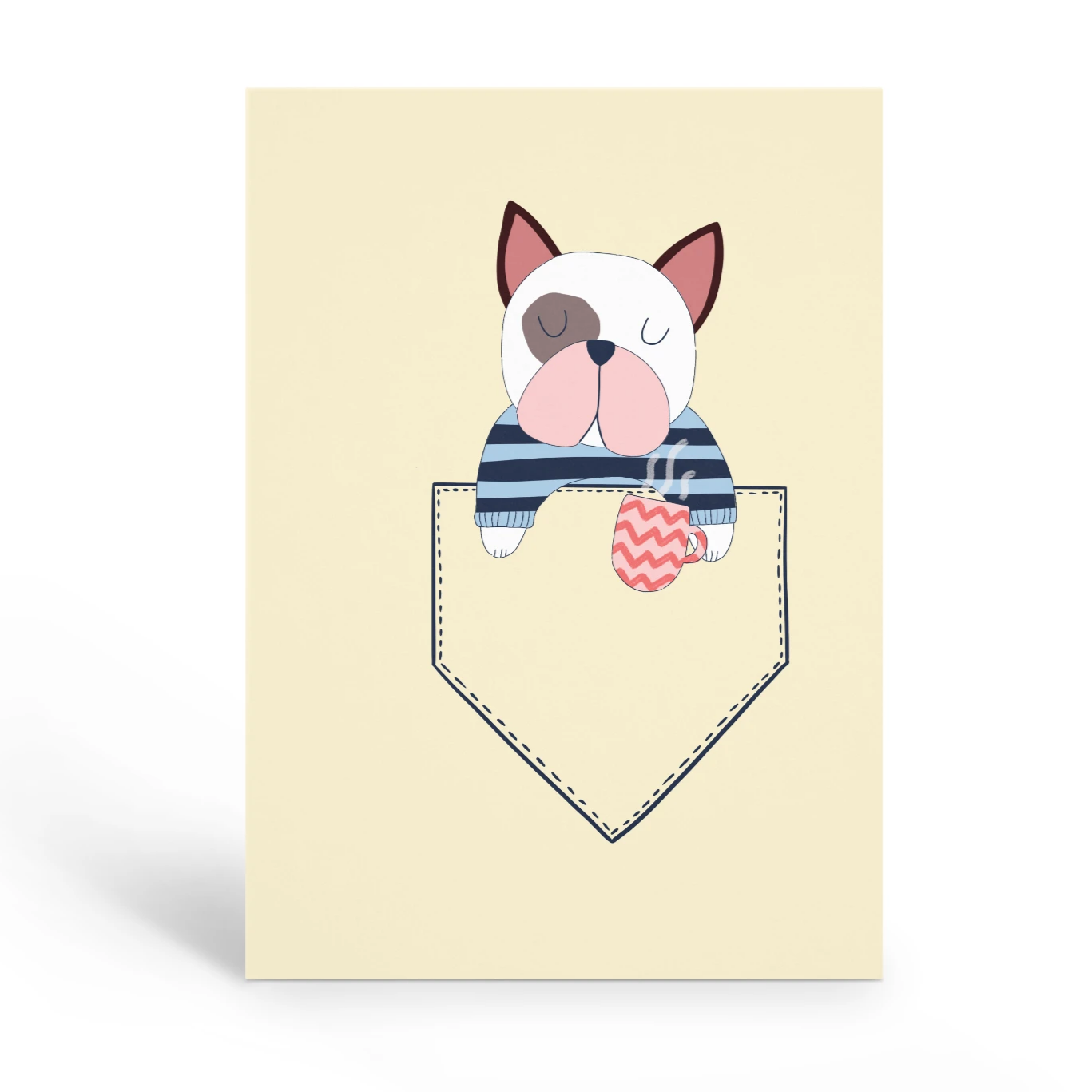 French Bulldog in a pocket Blank Card
